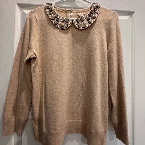 J. Crew Tan Sweater with Studded Collar